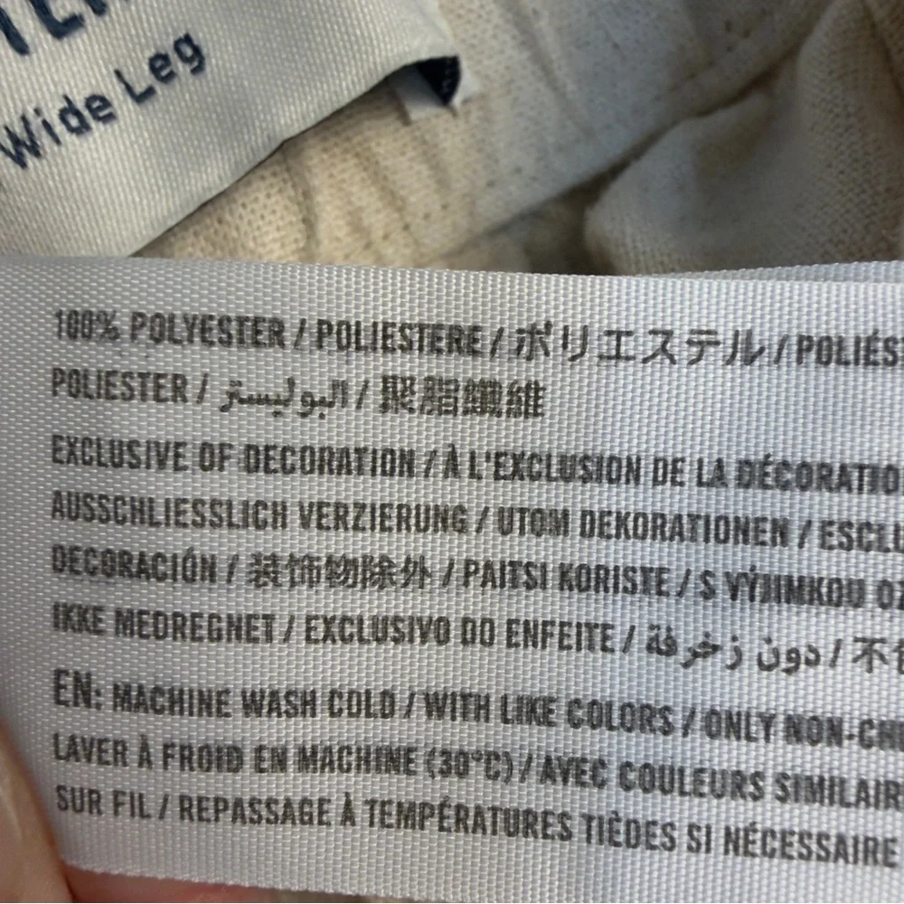 Hollister Low Rise Wide Leg Cuffed Linen Blend Pants Size Small-Long Ecru Cream